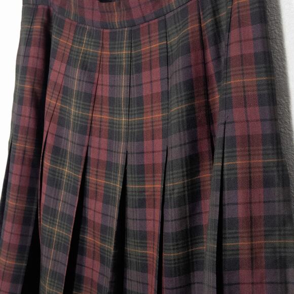 L.L. Bean Women’s Skirt Vintage Clueless Academia Plaid Wool Pleated Made USA M - Picture 3 of 10